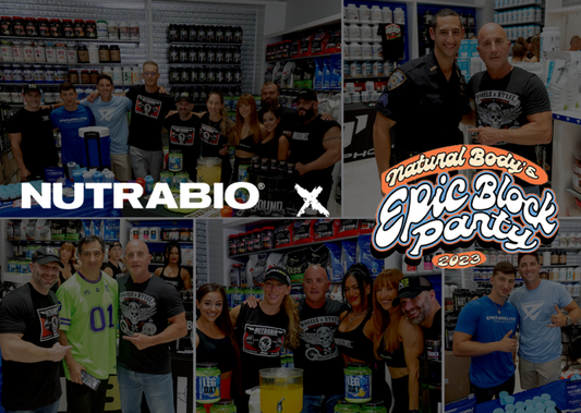 NutraBio Labs Takes On Natural Body Inc's Epic Block Party. The largest supplement nutrition event of the summer that brings the fitness industry together.