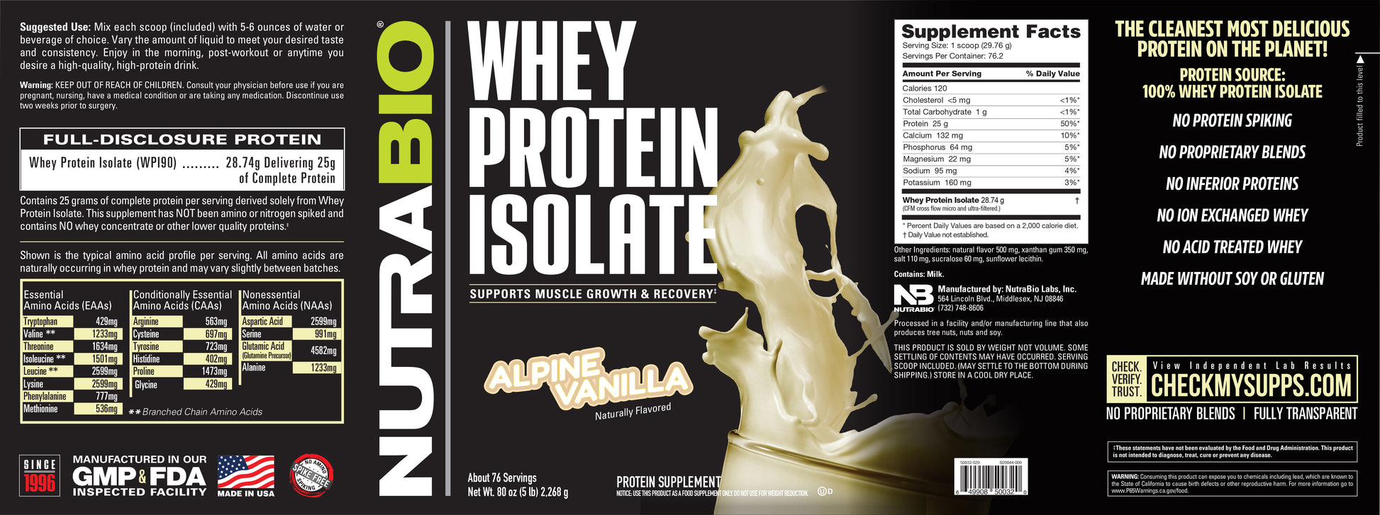 Alpine Vanilla 5lb Whey Protein Isolate