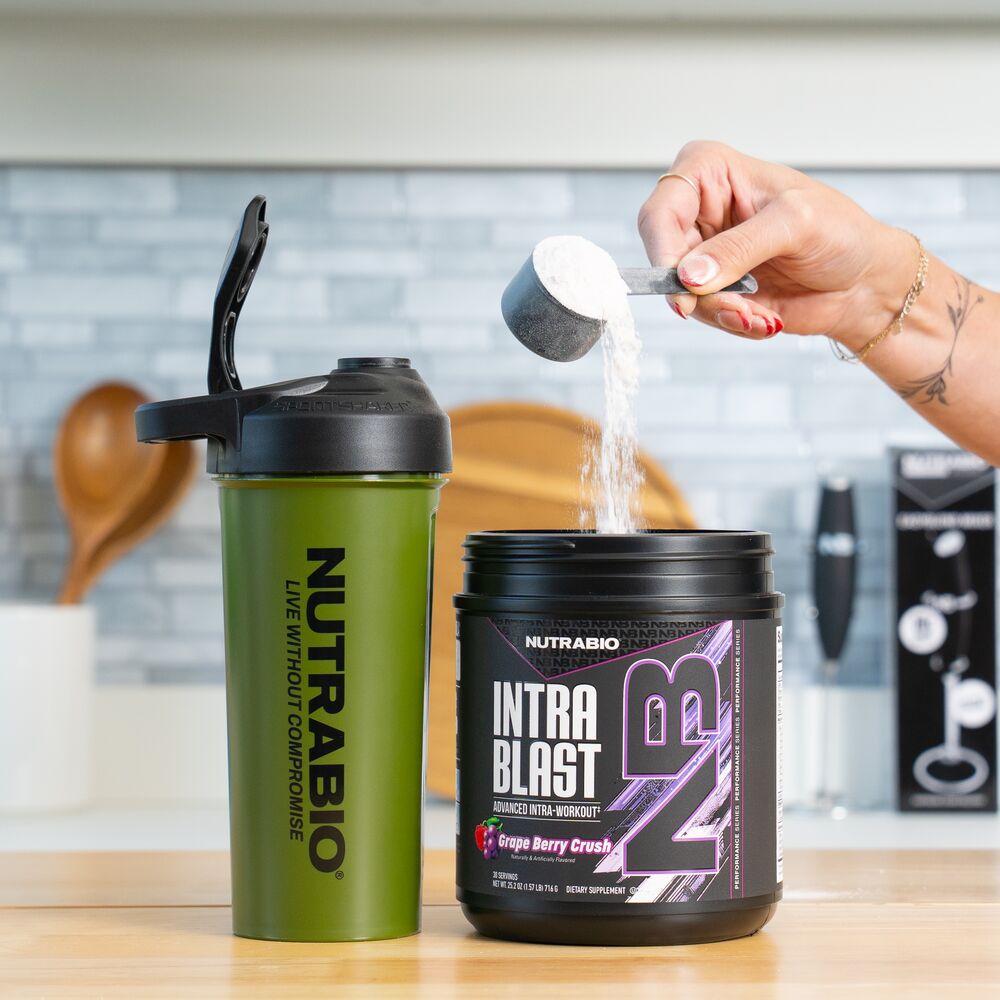 Nutrabio Grape Berry Crush Intra Blast on counter