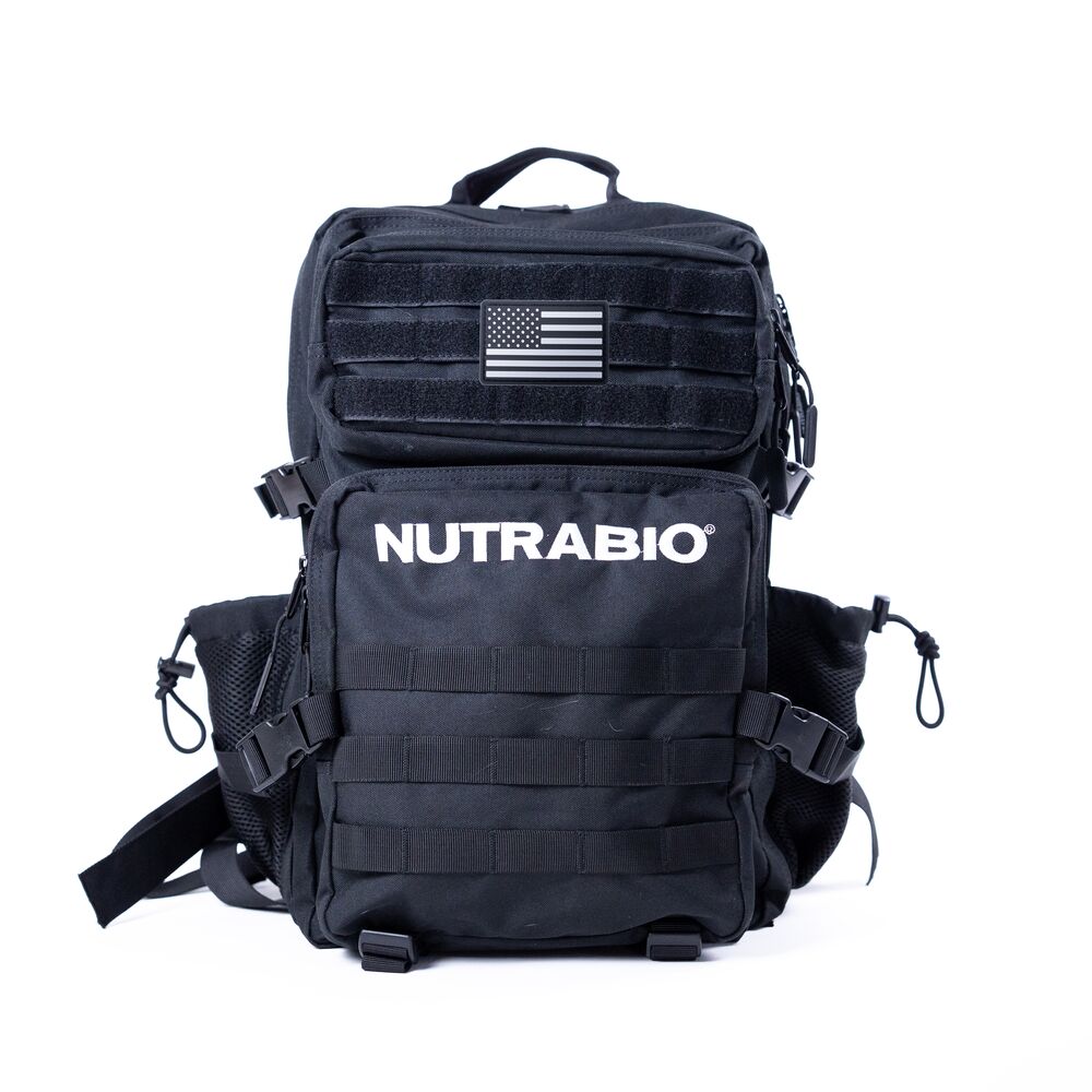 black tactical laptop backpack NutraBio Tactical Bag & Patch Bundle
