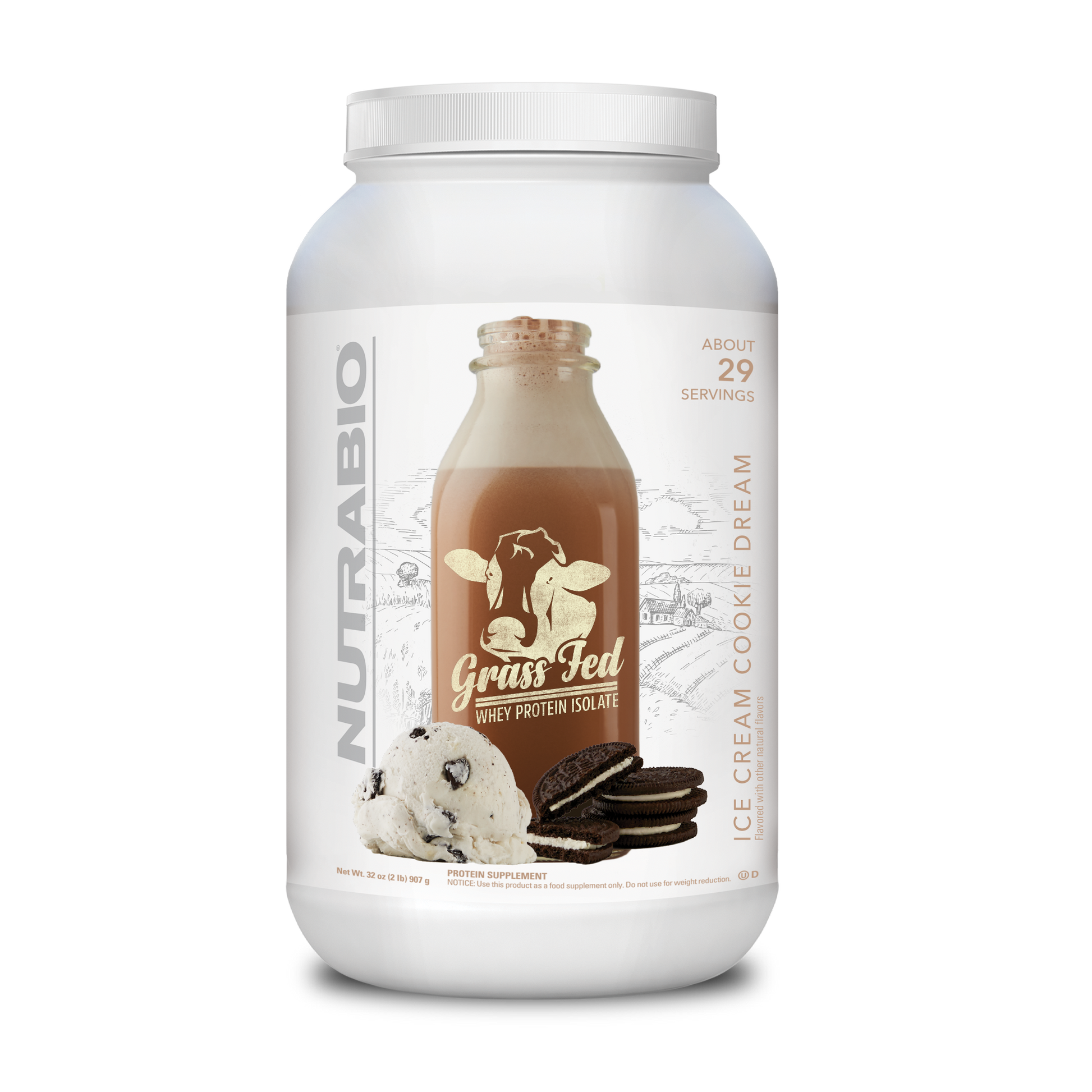 Grass Fed Whey Protein Isolate Cookies and Cream