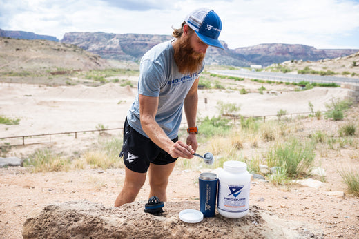 Endurelite athlete taking recover elite after long run