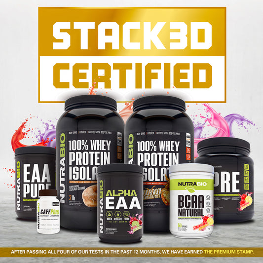 NutraBio Now Gold Certified by Stack3D’s Testing Program