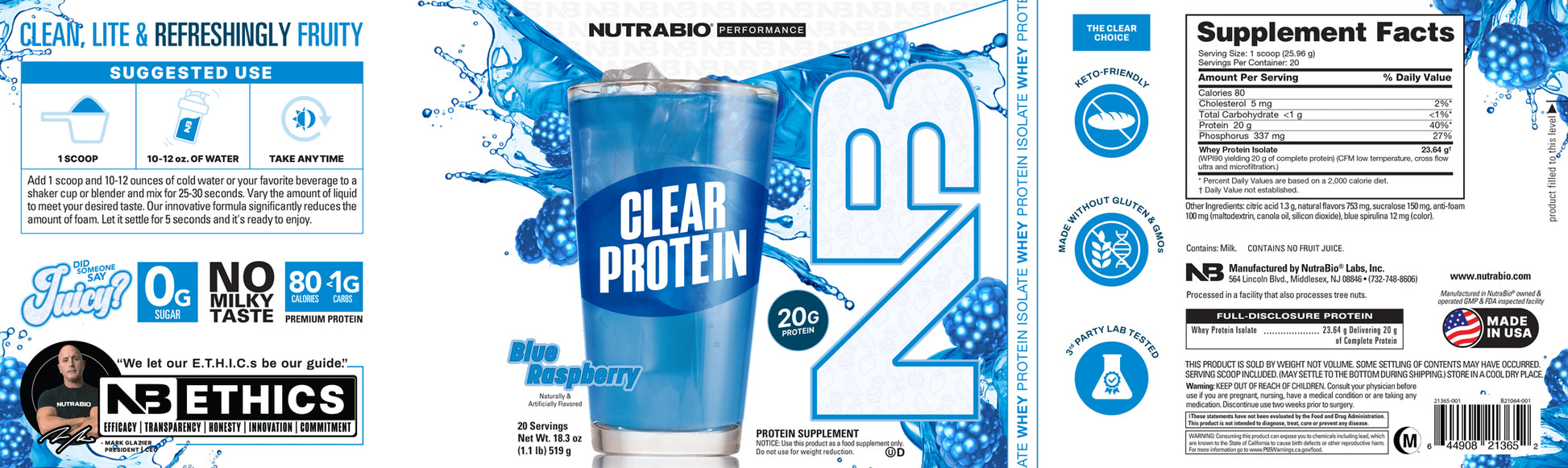 Clear Protein Blue Raspberry Label