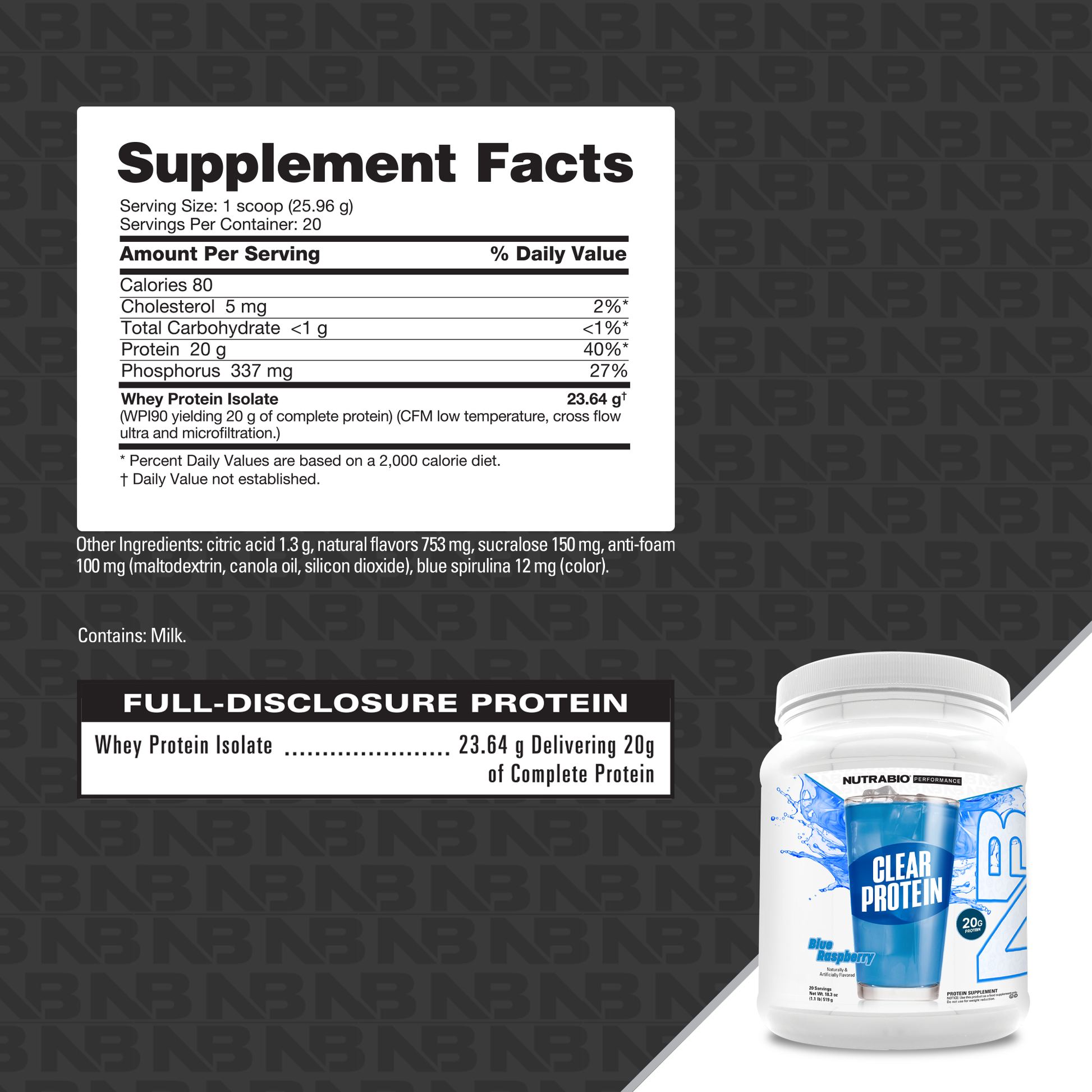 Clear Protein Blue Raspberry Suplement Facts