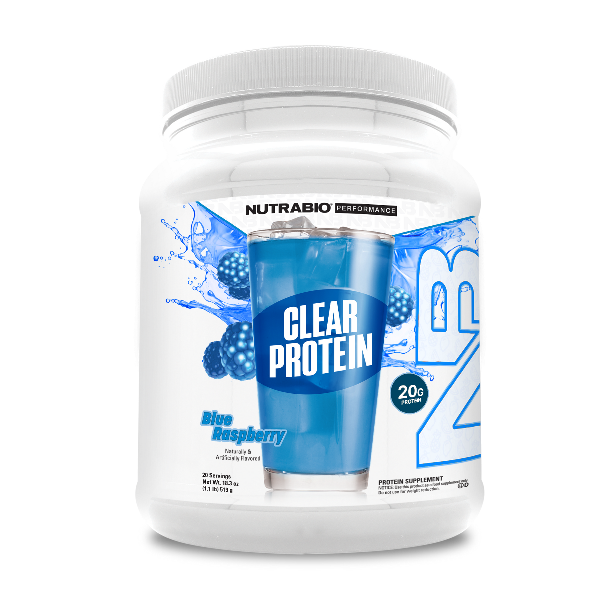 Clear Protein Blue Raspberry Bottle