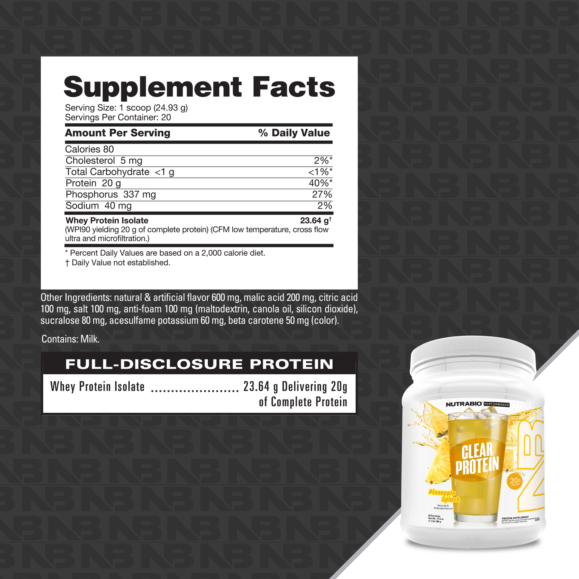 Clear Protein Pineapple Splash Supplement Facts