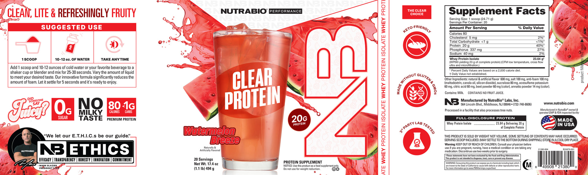 Clear Protein Watrmelon Breeze Label