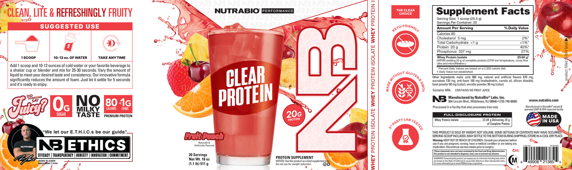 Clear Protein Fruit Punch Label