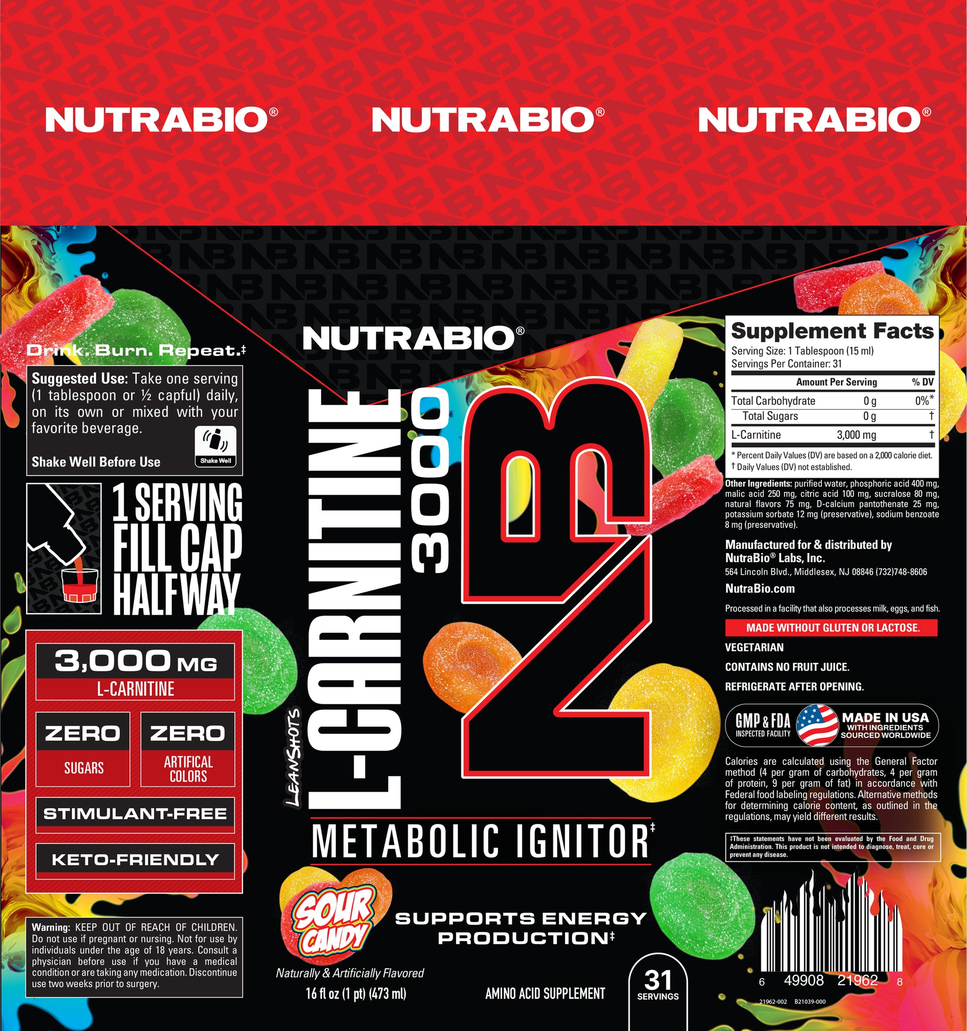 LeanShots Liquid L-Carnitine Shot (3000mg) | NutraBio Brands LeanShots Liquid L-Carnitine Shot (3000mg) | NutraBio Brands