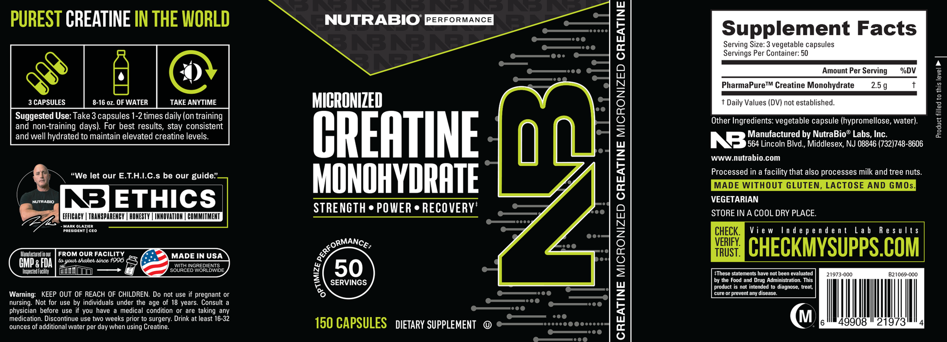Creatine Monohydrate Capsules Label