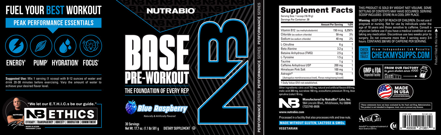 Base PRE Workout Label