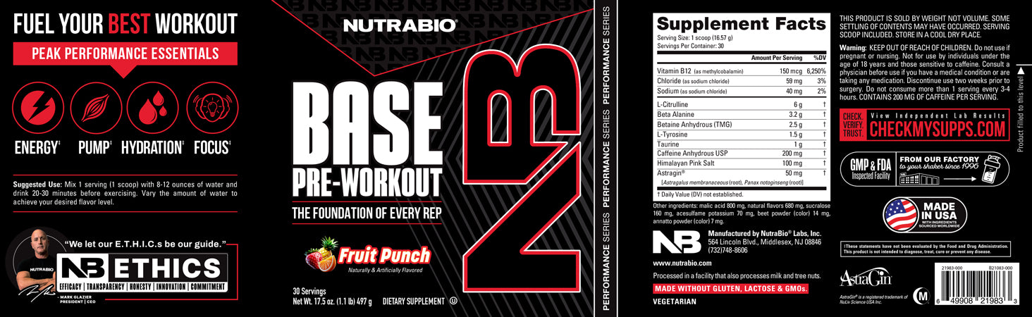 Base PRE Workout Label