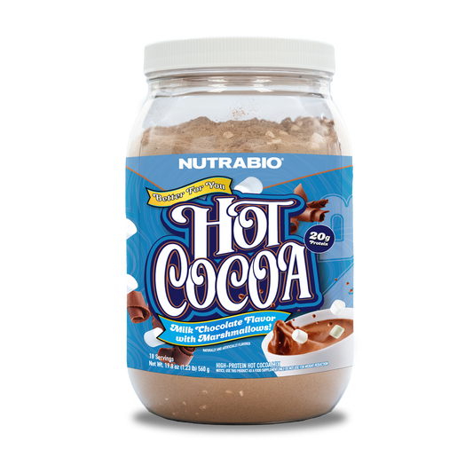 Bottle of NutraBio Hot Cocoa Protein