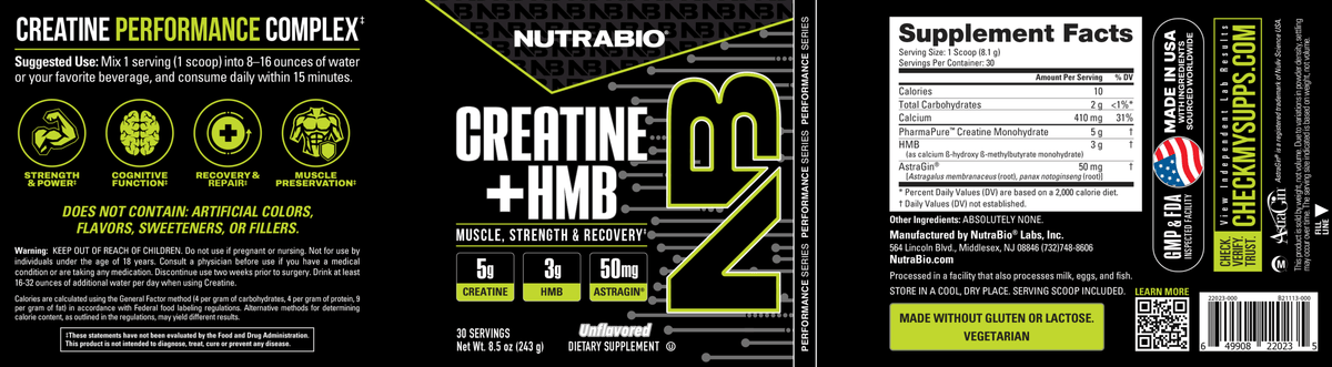 Creatine HMB Powder | NutraBio Brands Creatine HMB Powder | NutraBio Brands
