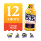 An image of Protein Now! highlighting that it is a 12-pack of Orange Mango shots. Protein Now features premium protein, is GLP-1 friendly, TSA approved, and supports muscle health.