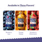 An image of protein now in three delicious flavors. Blueberry Acai, orange Mango, Strawberry Watermelon