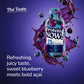 Protein Now Blueberry Açaí protein shot surrounded by blueberries, açaí berries, and purple juice splashes, highlighting a refreshing, juicy taste where sweet blueberry meets bold açaí.