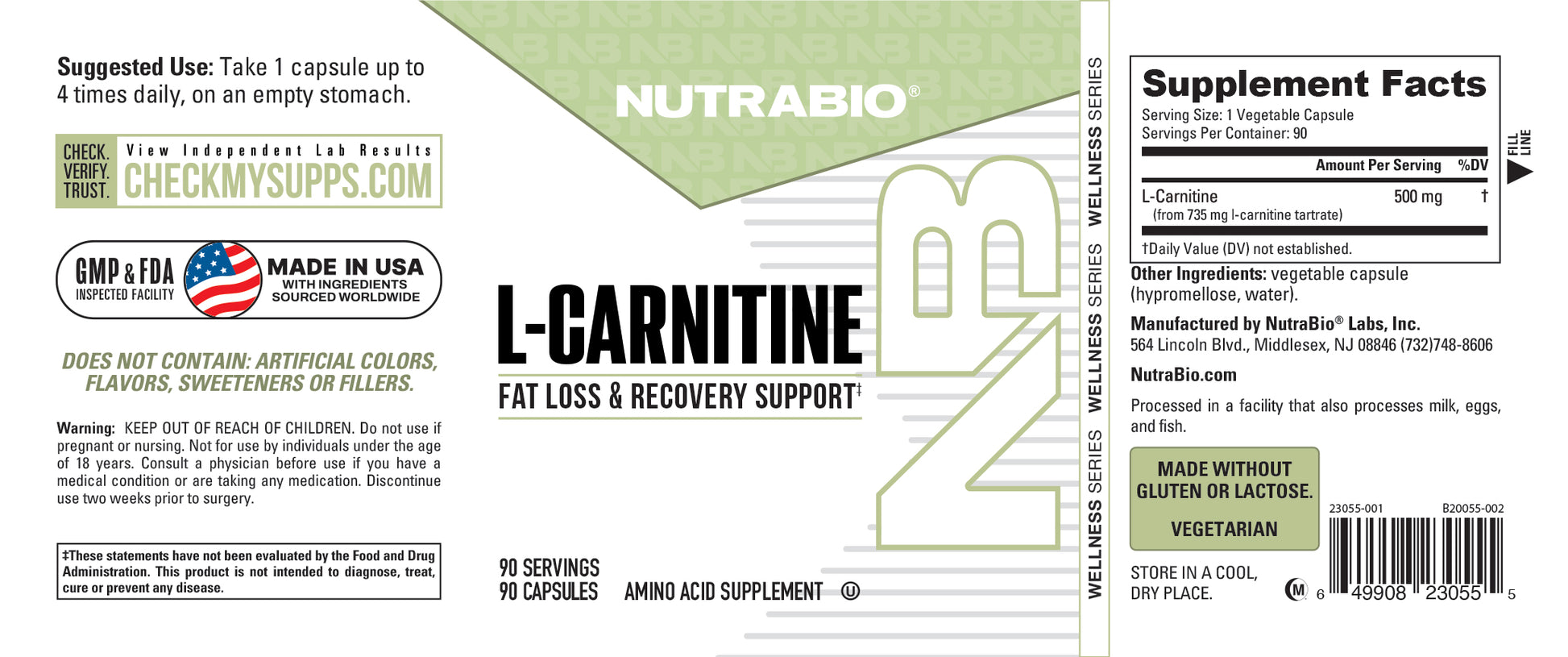 L-Carnitine (500mg) NutraBio Brands L-Carnitine (500mg) NutraBio Brands