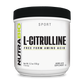 A white tub of NutraBio's L-Citrulline supplement on a white background.