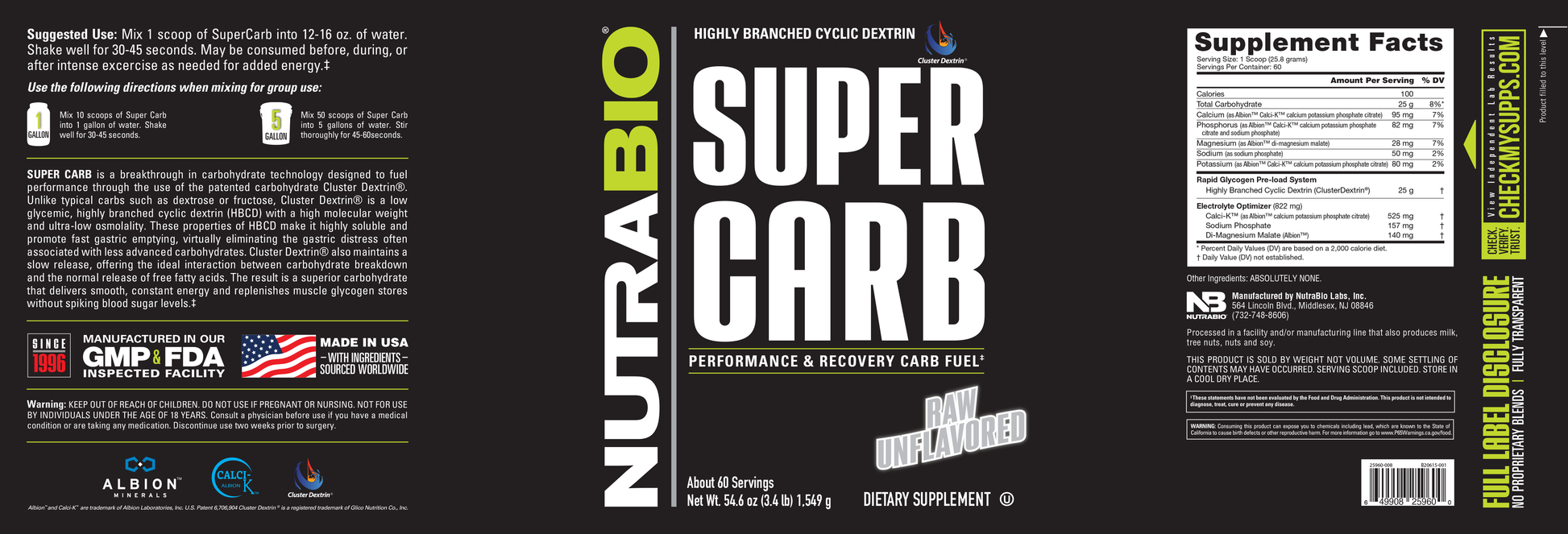 Super Carb Unflavored Label