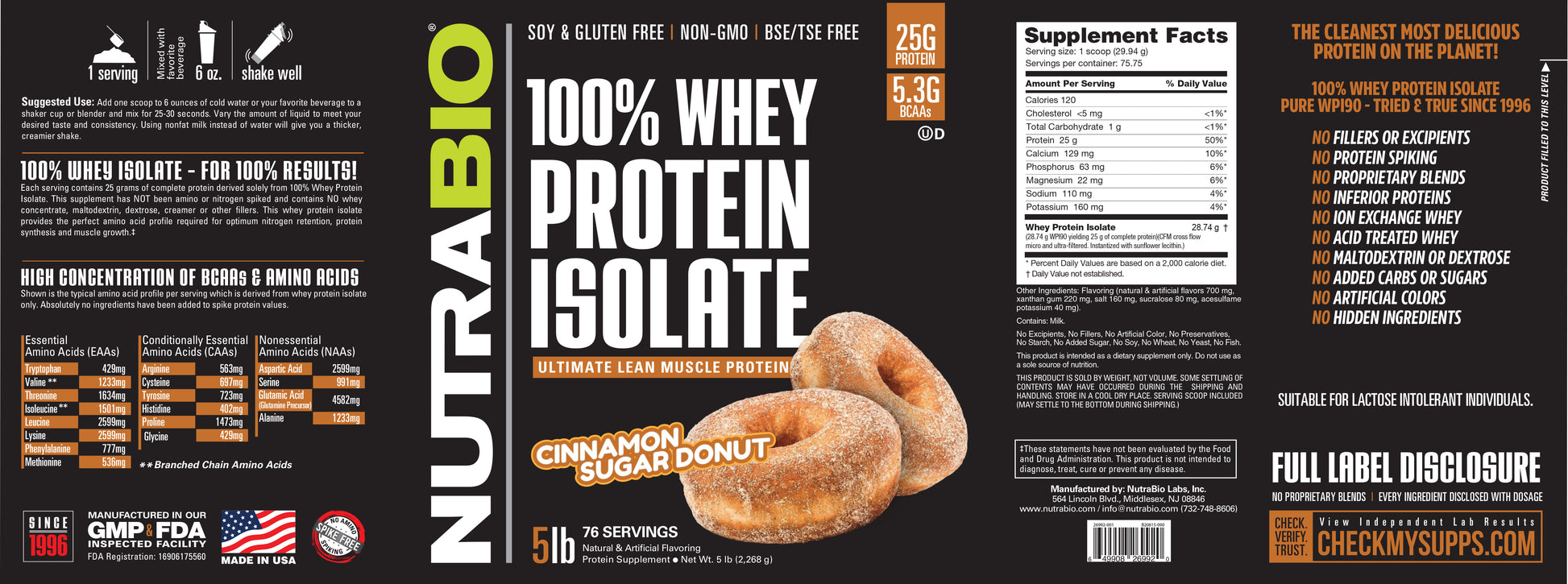 Cinnamon Sugar Donut 5lb Whey Protein Isolate