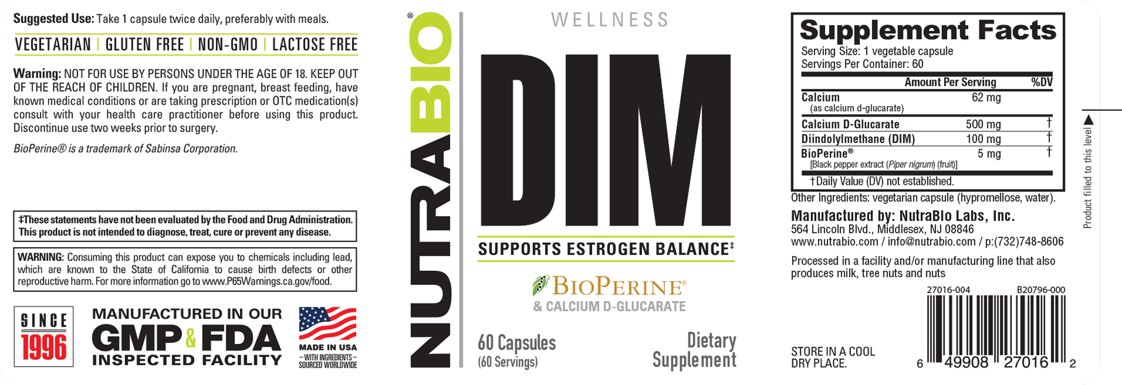 DIM with Calcium DGlucarate NutraBio Brands
