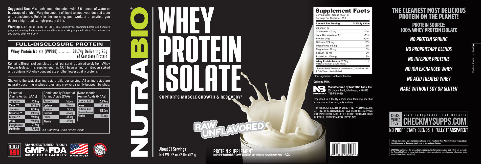 Raw Unflavored 2lb Whey Protein Isolate
