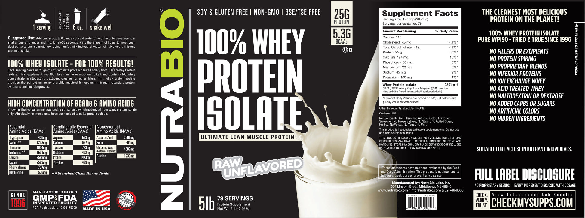 Raw Unflavored 5lb Whey Protein Isolate