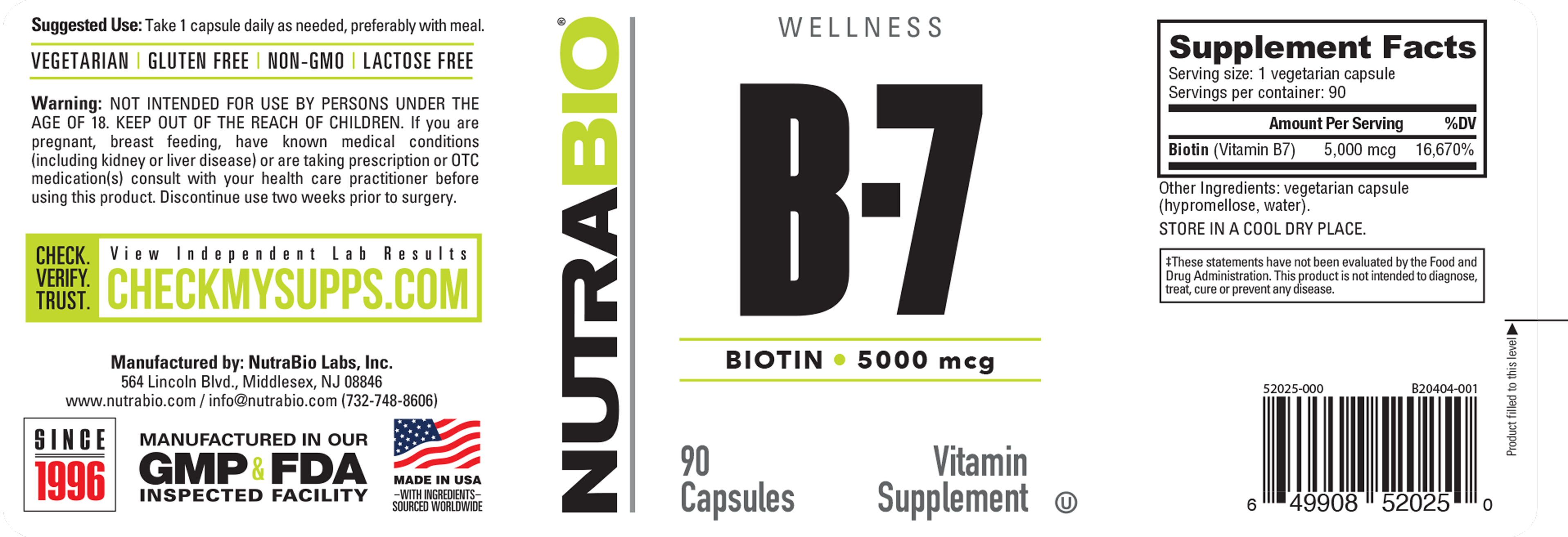 Biotin (B-7)(5000mcg) – NutraBio Brands