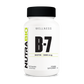 A white tub of NutraBio's B-7 supplement on a white background.