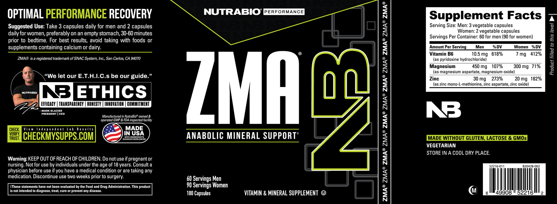 ZMA supplement label.