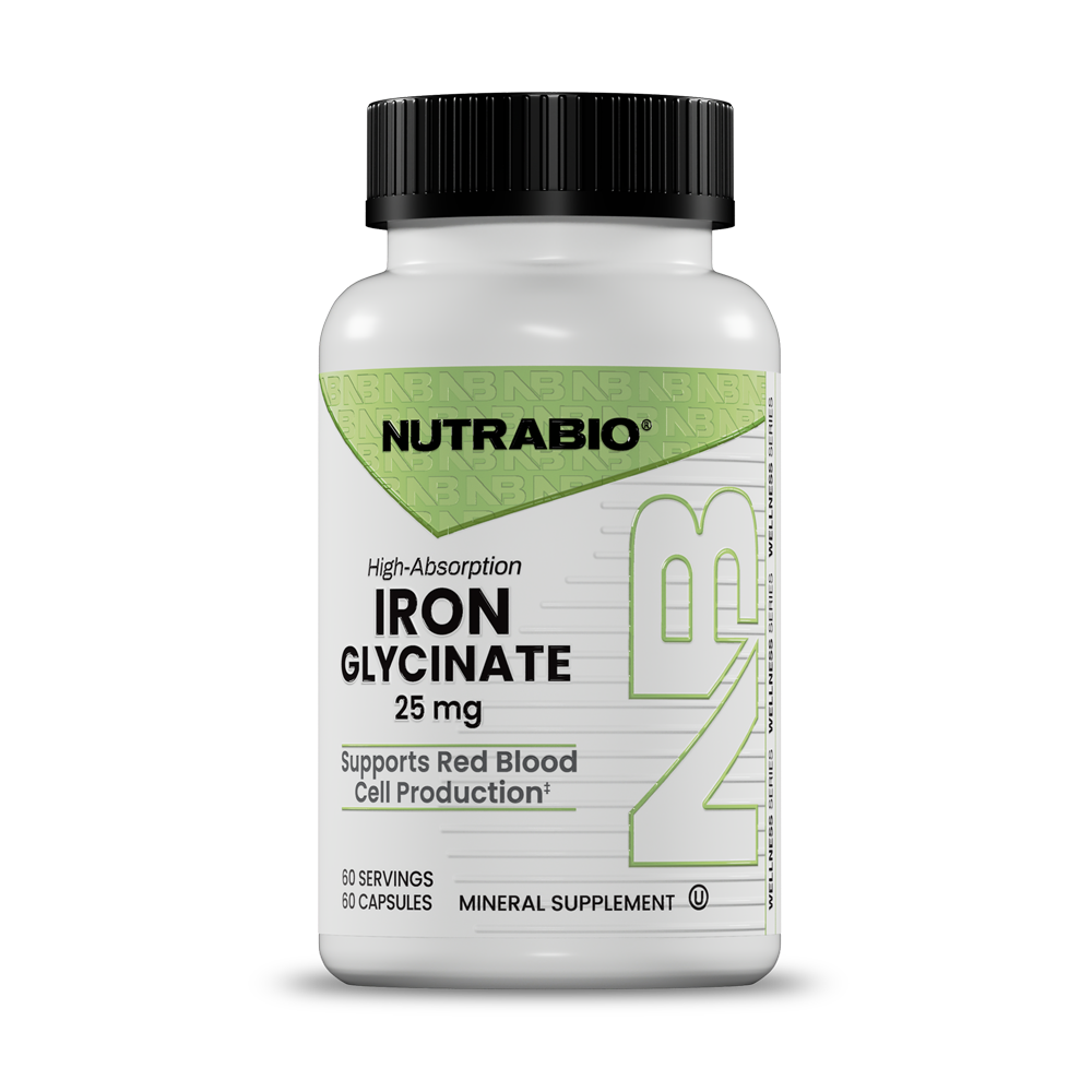 Nutrabio Iron Glycinate supplement bottle on a white background