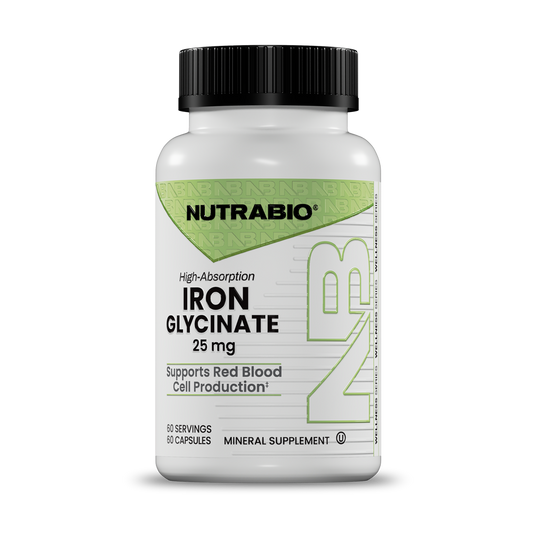 Nutrabio Iron Glycinate supplement bottle on a white background