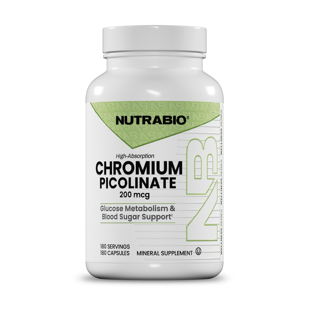 Nutrabio Chromium Picolinate supplement bottle on a white background