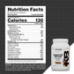 Nutrition facts label and a tub of Signature Protein in chocolate milkshake flavor.