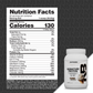 Nutrition facts label and a tub of Signature Protein cookies and cream whey protein isolate, a complete protein.