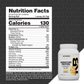 A tub of Signature Protein banana creme whey protein isolate next to its nutrition facts label.
