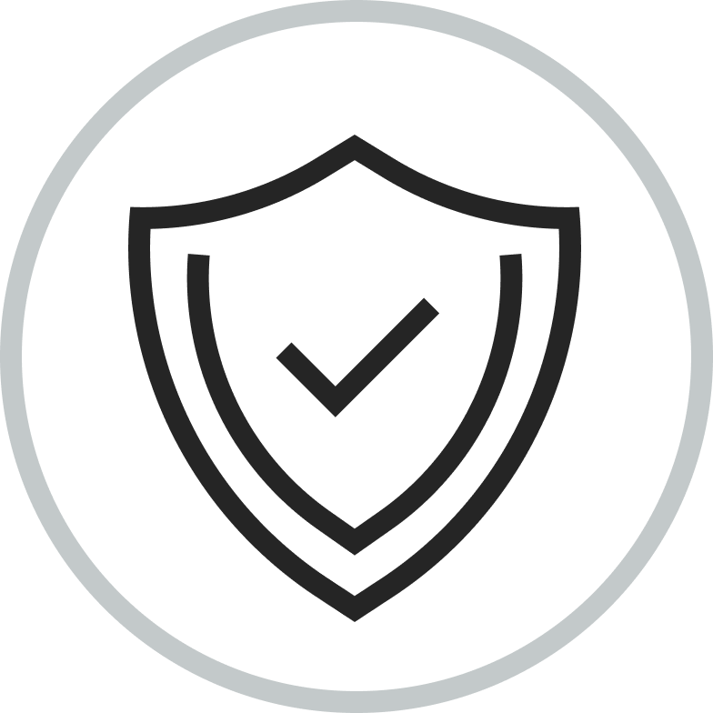 Shield icon with a check mark.