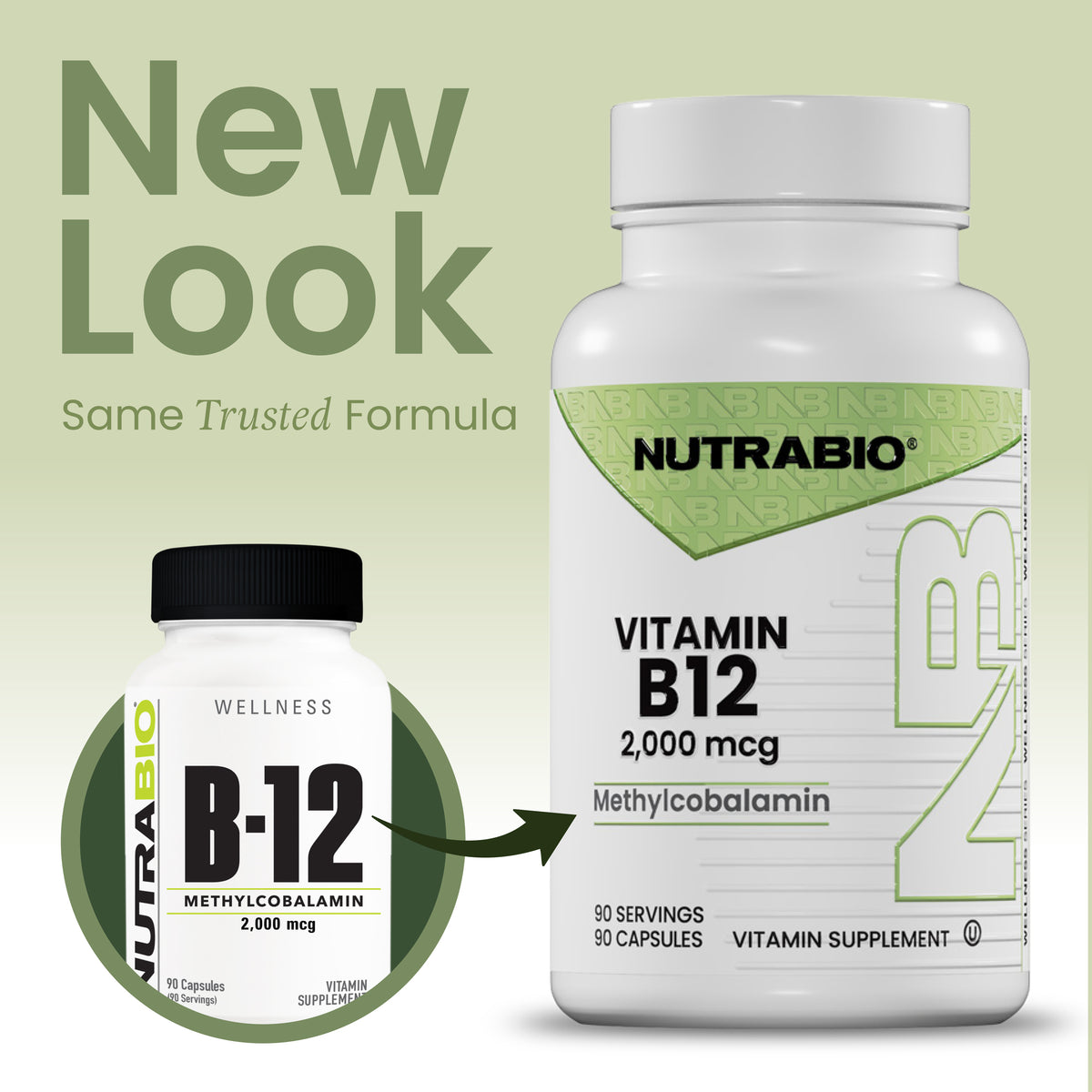 NutraBio New Look, Same Trsuted Formula for Vitamin B12