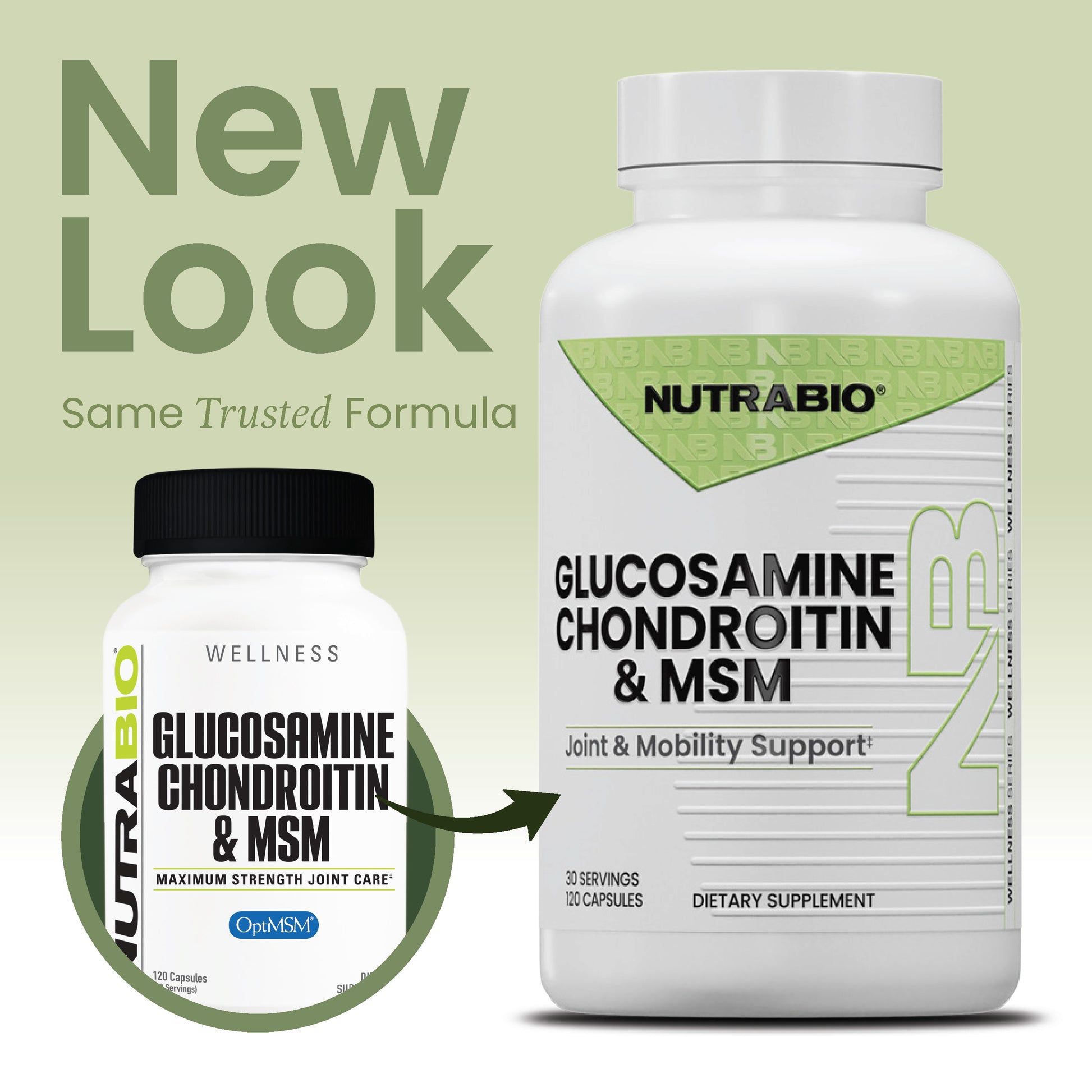 Nutrabio image showing the old label compared to the new label. 