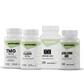 Healthy Aging Stack consisting of four bottles of nutritional supplements labeled TMG, CoQ10, NMN, and Alpha Lipoic Acid.