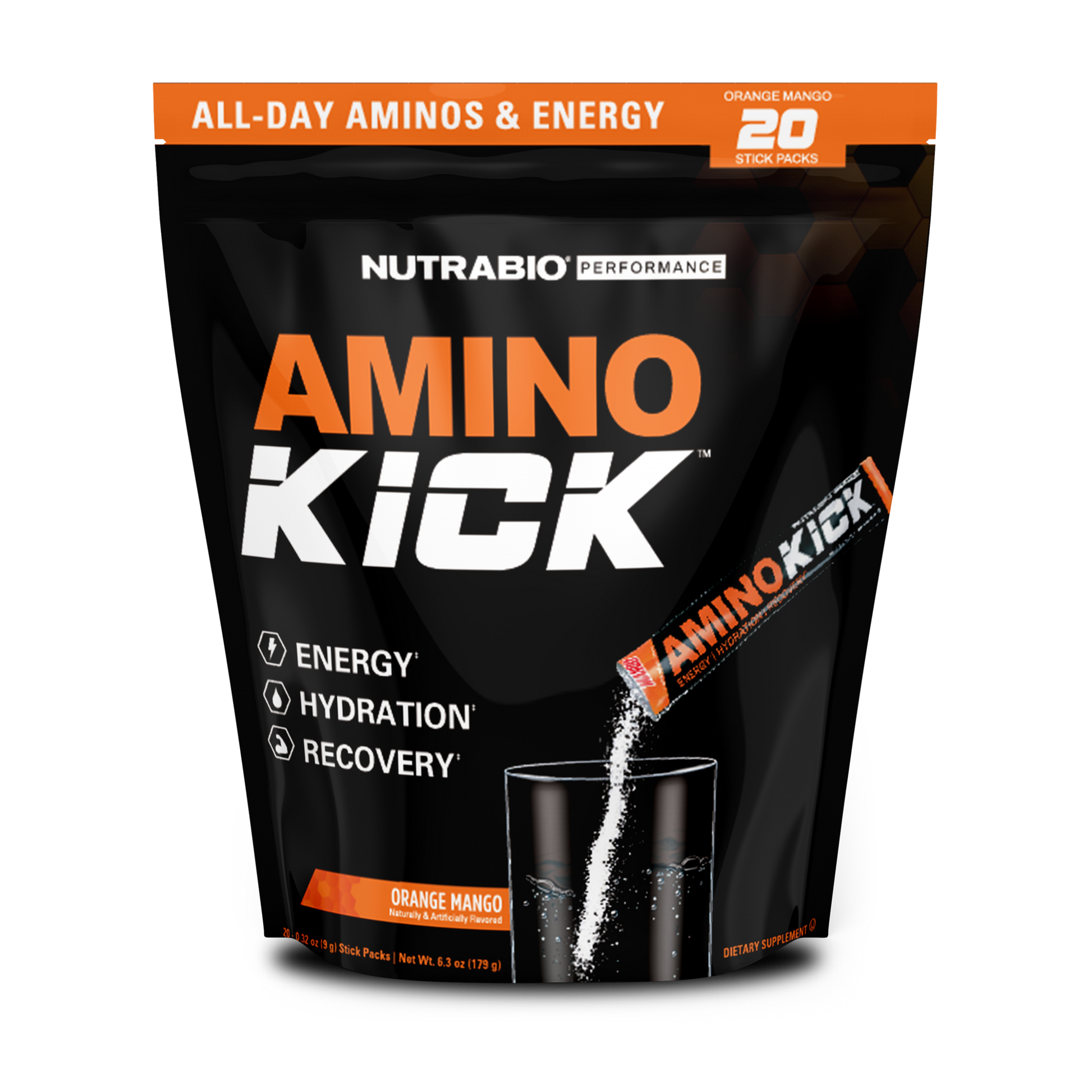 Amino Kick Stick Pack Bag Orange Mango