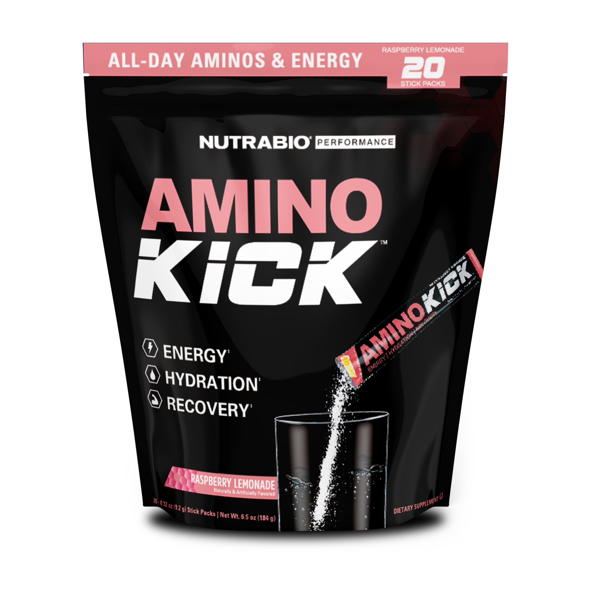 Amino Kick Stick Pack Bag Raspberry Lemon
