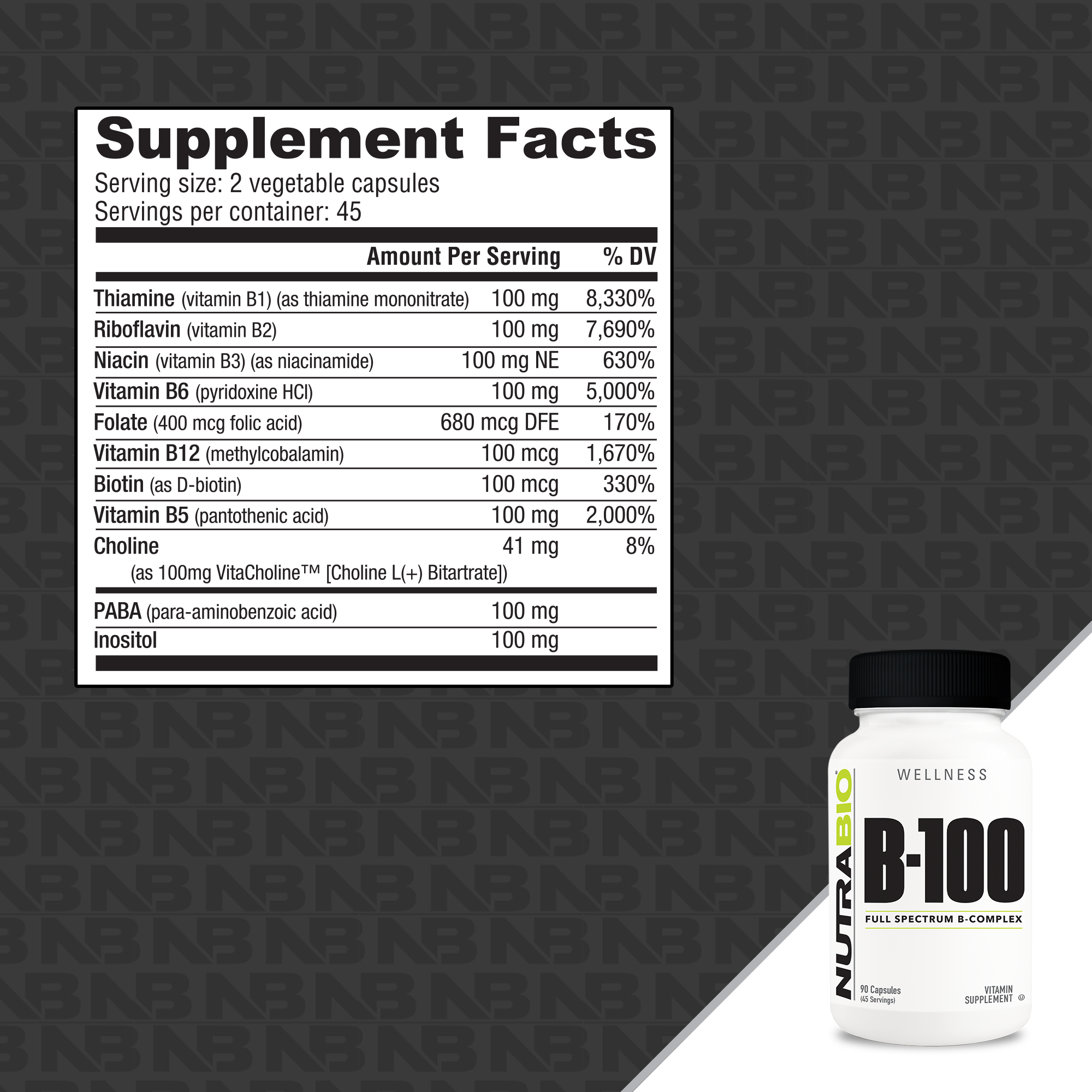 Vitamin B-100 Complex – NutraBio Brands